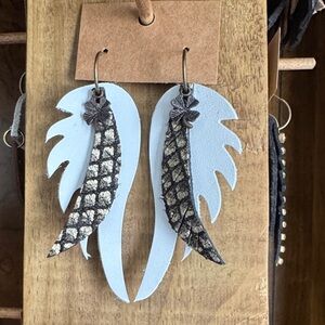 Elegant Black and White Leaf Earrings